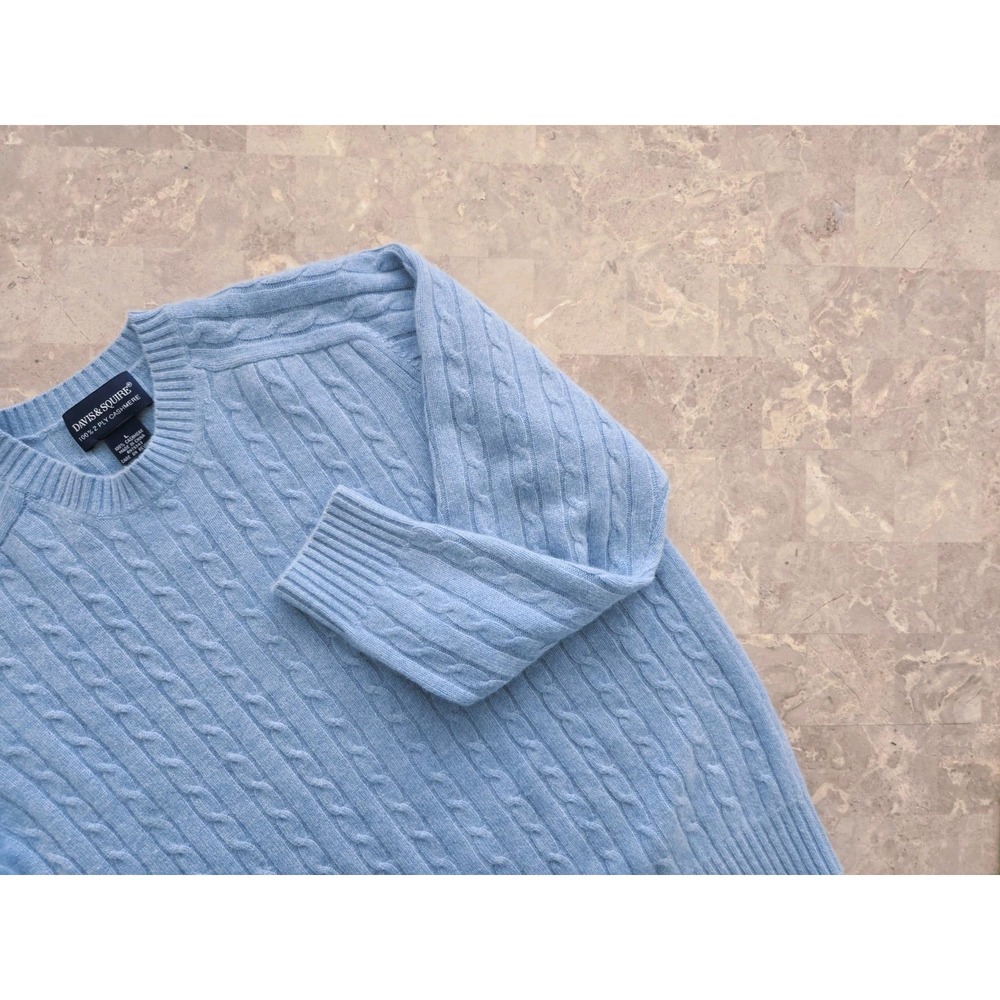 Davis‎ & Squire CASHMERE CABLE KNIT Sweater Rib Pullover Luxury Preppy Mens L